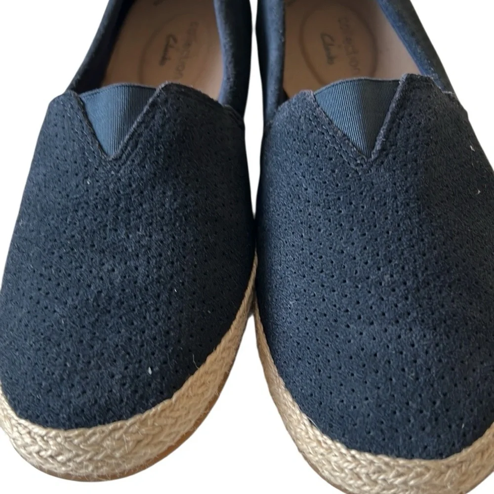 Women’s Clark’s collection Danelly Sky Espadrille Loafers Shoes 6 1/2 Navy Blue